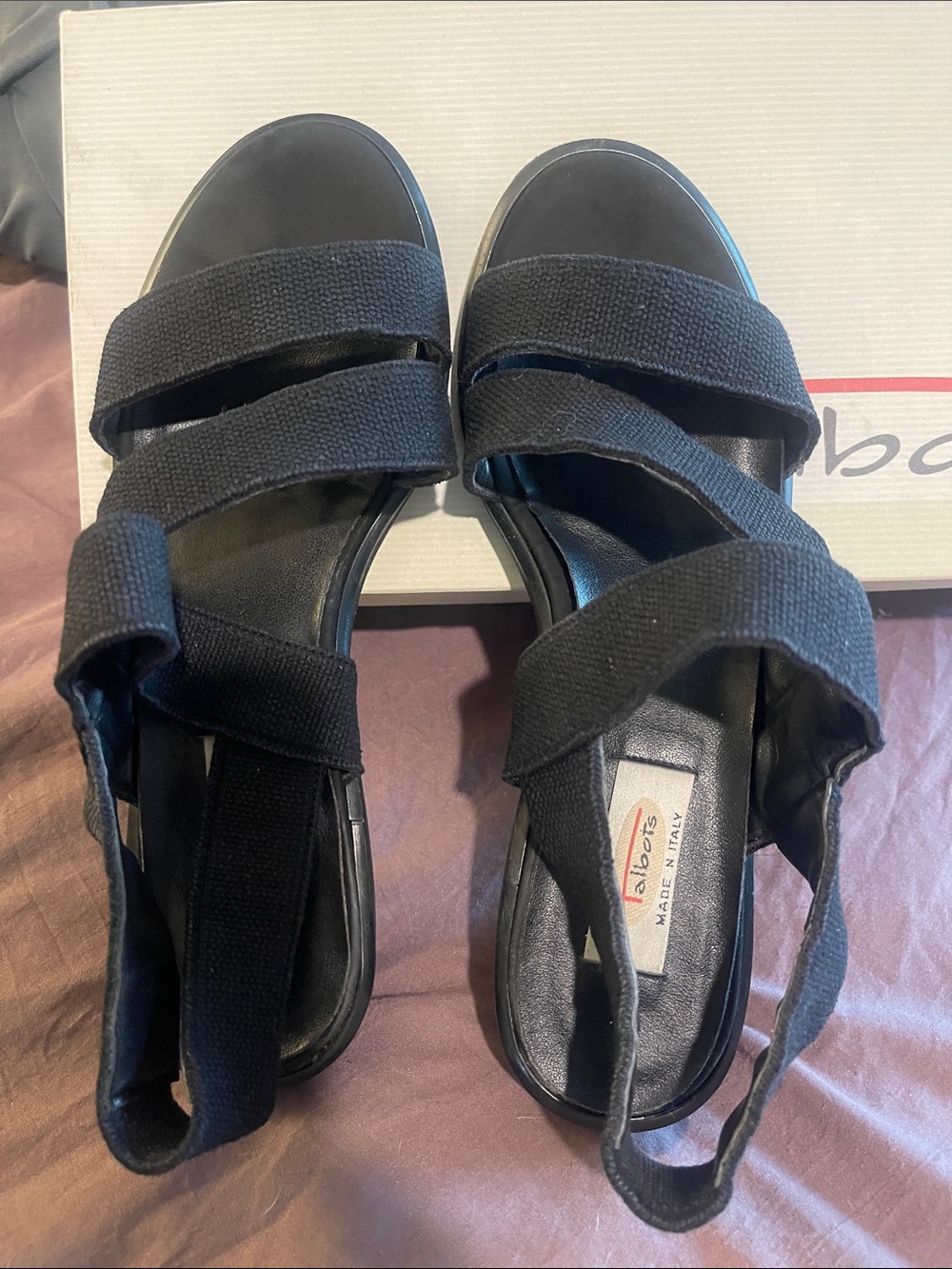 Talbots Black Women's Triple-Strap Slingback Sandals